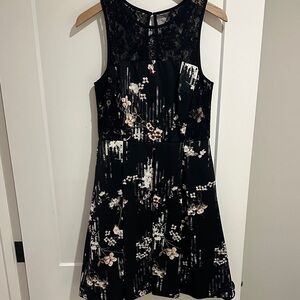 White House Black Market Black Floral Mini Dress